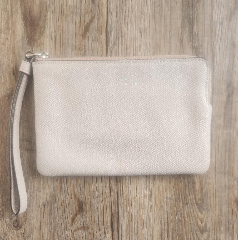 Coach Light Beige Wristlet Clutch